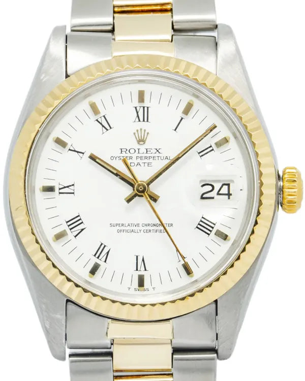 Rolex Oyster Perpetual Date 34MM White Dial Two-Tone Oyster Bracelet (1500)
