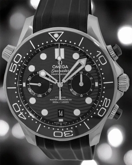 2024 Omega Seamaster Diver 300M Chronograph 44MM Black Dial Rubber Strap (210.32.44.51.01.001)