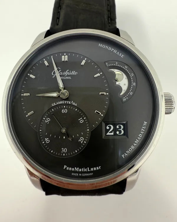 2025 Glashütte Original PanoMaticLunar 40MM Grey Dial Leather Strap (1-90-02-43-32-62)