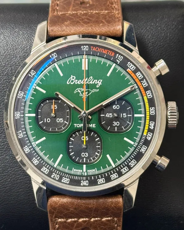 2023 Breitling Top Time"Ford Mustang Capsule" 42MM Green Dial Leather Strap (A25310)
