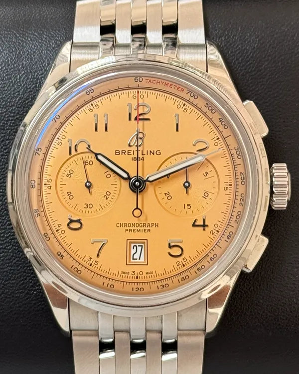 2024 Breitling Premier B01 42MM Salmon Dial Steel Bracelet (AB0145331K1A1)