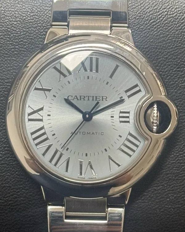 2022 Cartier Ballon Bleu 33MM Ice Blue Dial Steel Bracelet (WSBB0062)