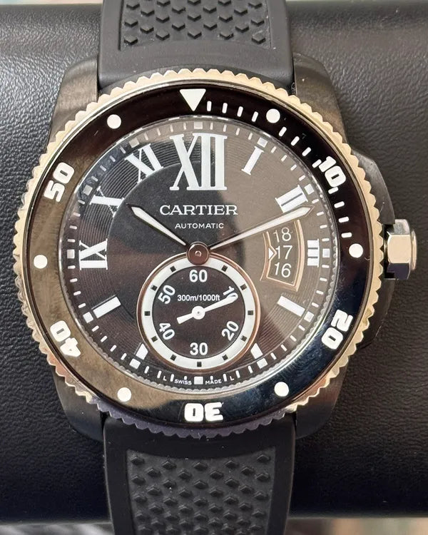 Cartier Calibre de Cartier Diver 42MM Black Dial Rubber Strap (WSCA0006)