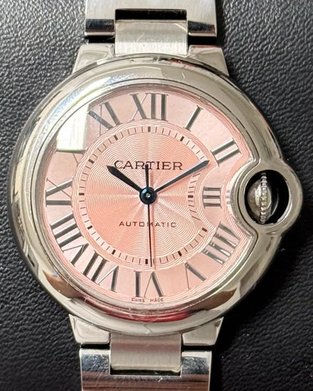 Cartier Ballon Bleu 33MM Pink Dial Steel Bracelet (W6920100)