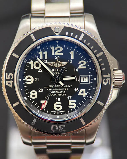 No Reserve - 2016 Breitling Superocean II 42MM Black Dial Steel Bracelet (A17365C9/BD67)