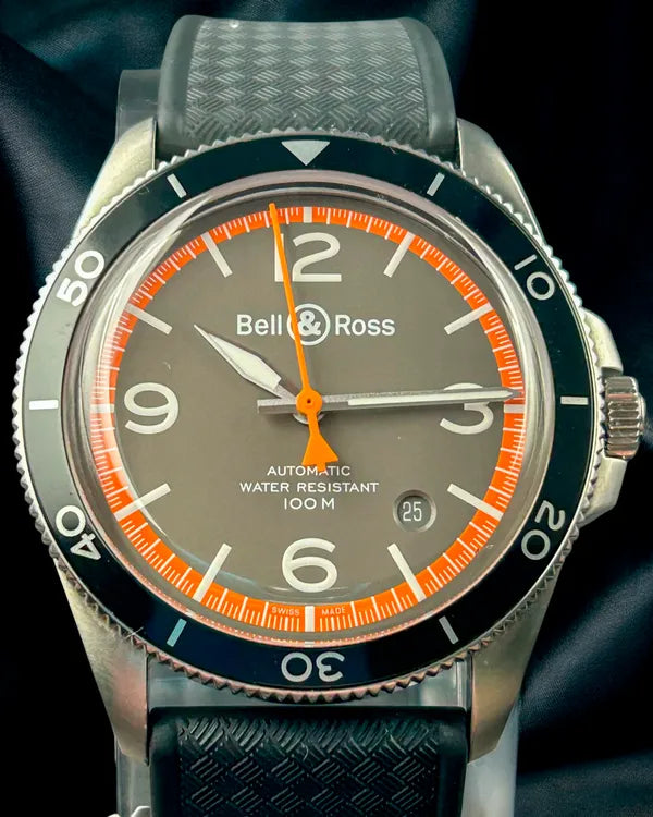 2021 Bell & Ross BR V2 41MM Grey Dial Rubber Strap (BRV292-ORA-ST/SRB)