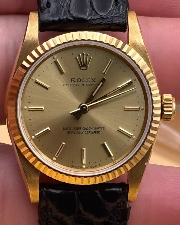 1991 Rolex Oyster Perpetual 31MM Champagne Dial Leather Strap (67518)