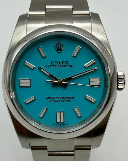 Rolex Oyster Perpetual 36MM Aftermarket "Tiffany" Blue Dial Oyster Bracelet (116000)