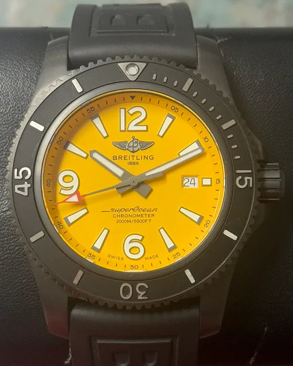 Breitling Superocean II 46MM Yellow Dial Rubber Strap (M17368)