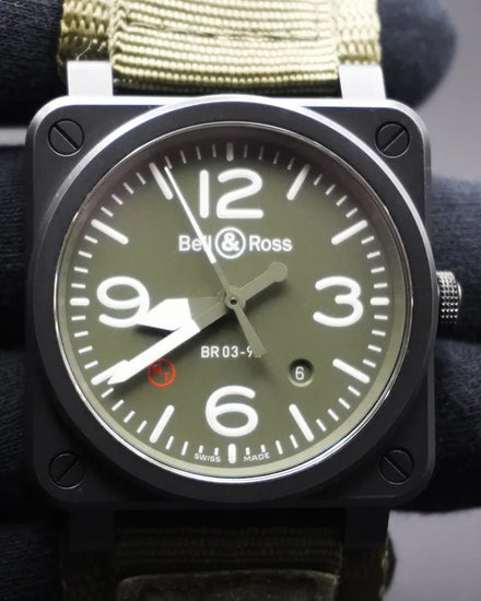 Bell & Ross BR 03 Military Type 42MM Green Dial Textile Strap (BR 0392-MIL-CE)