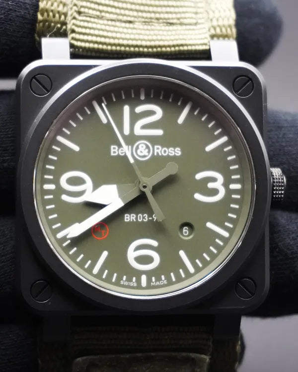 Bell & Ross BR 03 Military Type 42MM Green Dial Textile Strap (BR 0392-MIL-CE)