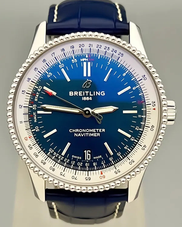 No Reserve - 2019 Breitling Navitimer 38MM Blue Dial Leather Strap (A17325211C1P3)