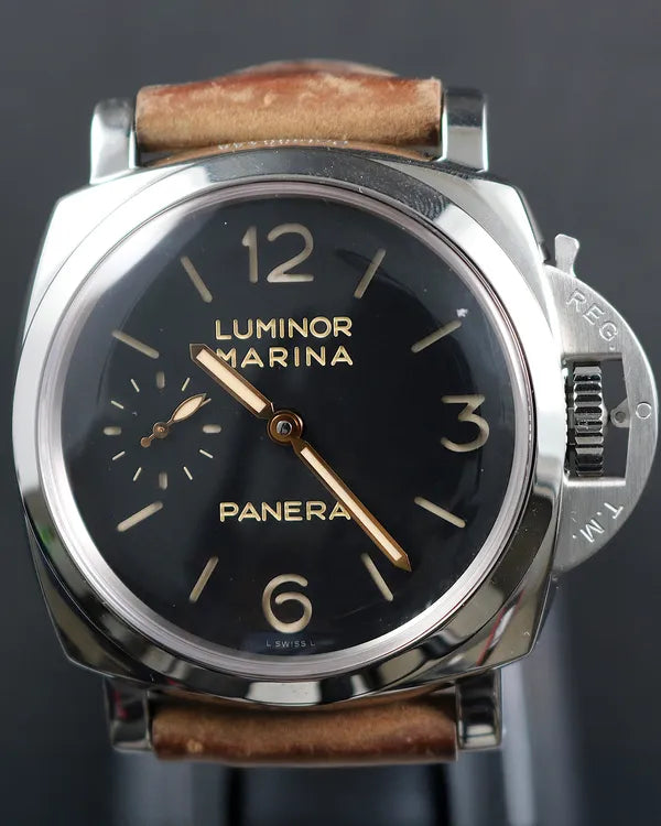 (oscar) Panerai Luminor Marina 1950 3 Days 47MM Black Dial Leather Strap (PAM00422)