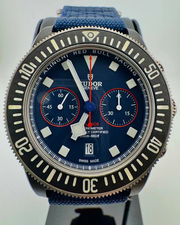No Reserve - 2023 Tudor Pelagos FXD Chronograph "Alinghi Red Bull Racing" 43MM Blue Dial Textile Strap (25807KN)