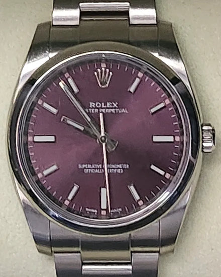 Rolex Oyster Perpetual 34MM Grape Dial Oyster Bracelet (114200)
