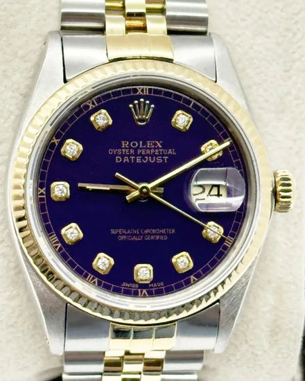 1986 (8.9 Mill. Serial) Rolex Datejust 36MM Aftermarket Purple Dial Two-Tone Jubilee Bracelet (16013)