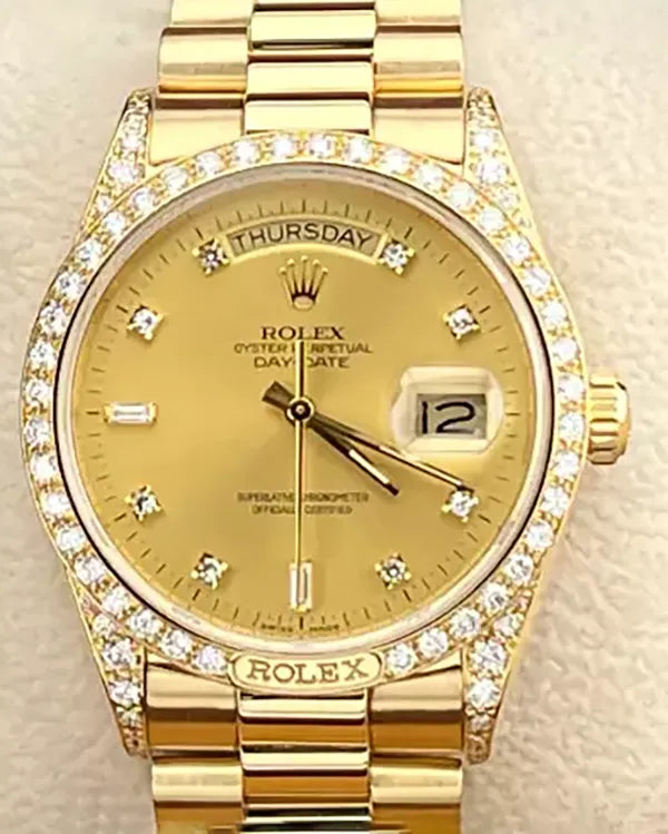 Rolex Day-Date 36MM Champagne Dial Yellow Gold President Bracelet (18138)