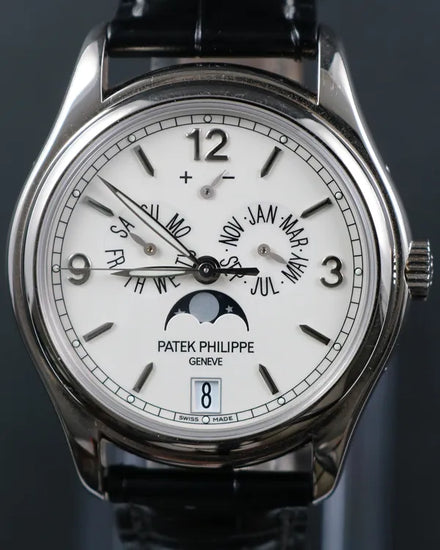 2018 Patek Philippe Annual Calendar Moonphase 39MM Cream Dial Leather Strap (5146G-001)