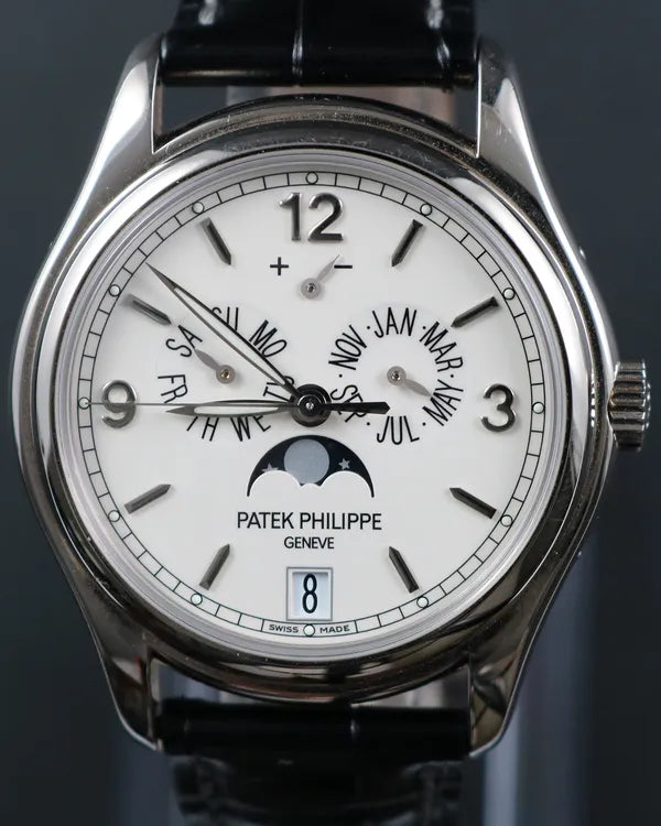 2018 Patek Philippe Annual Calendar Moonphase 39MM Cream Dial Leather Strap (5146G-001)