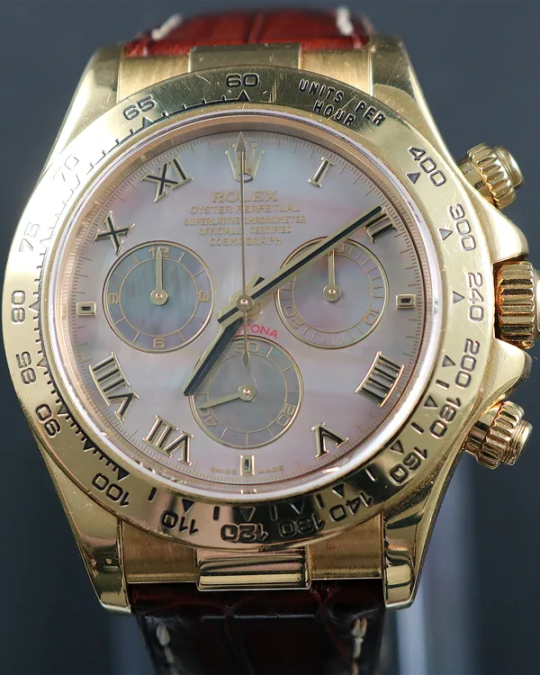 Rolex Cosmograph Daytona (Daytona 116518 – 18K YG - MOP dial - Cal 4130 – Full Set)
