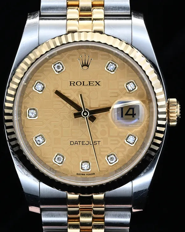 Rolex Datejust 36MM Champagne "Jubilee" Dial Two-Tone Jubilee Bracelet (116233)