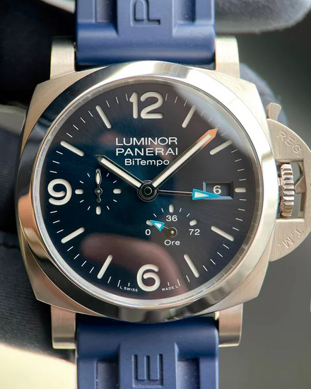 2024 Panerai Luminor BiTempo Power Reserve 44MM Blue Dial Rubber Strap (PAM01361)