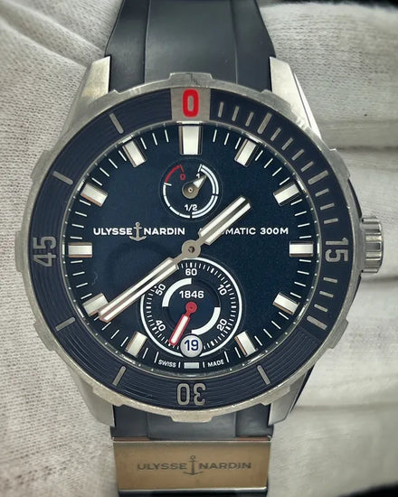No Reserve - 2019 Ulysse Nardin Diver Marine 44MM Blue Dial Rubber Strap (1183-170/93)