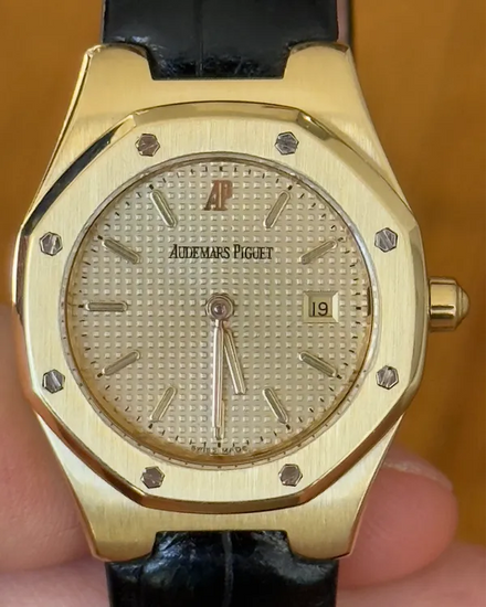 Audemars Piguet Royal Oak Lady 28MM Quartz Champagne Dial Leather Strap (66800BA)