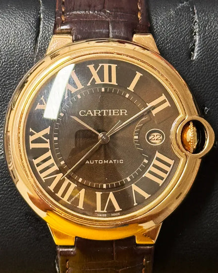 2012 Cartier Ballon Bleu 42MM Brown Dial Leather Strap (W6920037)