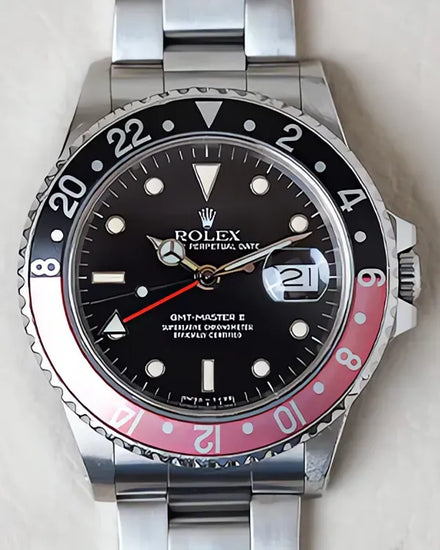 1987 (R Serial) Rolex GMT-Master II "Coke Fat Lady” 40MM Black Dial Oyster Bracelet (16760)