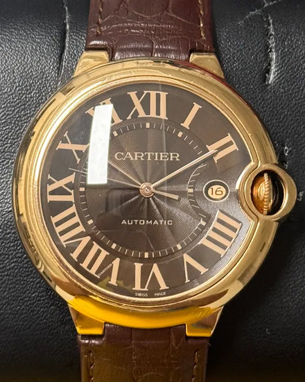2012 Cartier Ballon Bleu 42MM Brown Dial Leather Strap (W6920037)
