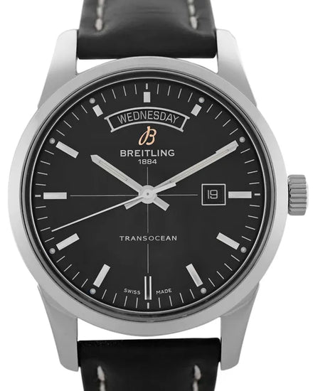 2016 Breitling Transocean Day & Date 43MM Black Dial Leather Strap (A4531012/BB69)