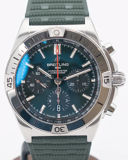Breitling Chronomat 42MM Green Dial Rubber Strap (AB0134101L2S1)