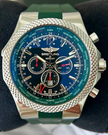 2011 Breitling Bentley GMT British Racing Green L. E. 49MM Black Dial Rubber Strap (A476BGRGRC)