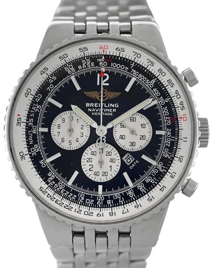 Breitling Navitimer Heritage 43MM Black Dial Steel Bracelet (A35340)