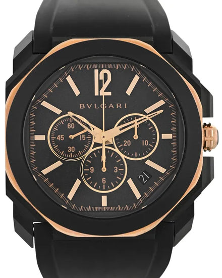Bvlgari Octo Originale 41MM Black Dial Rubber Strap (BGOP41SGCH)