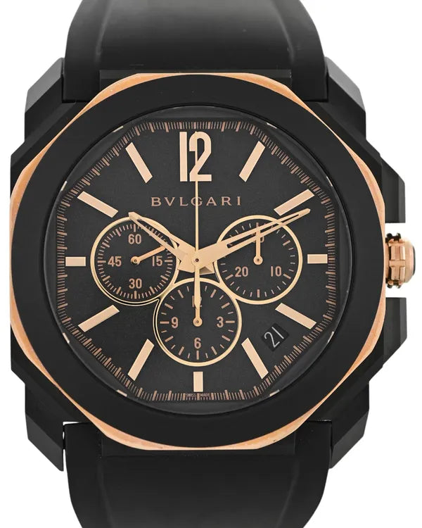 Bvlgari Octo Originale 41MM Black Dial Rubber Strap (BGOP41SGCH)