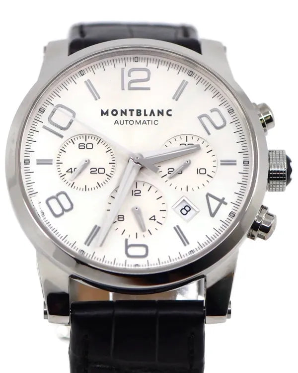 Montblanc Timewalker Chronograph 43MM Silver Dial Leather Strap (9671)