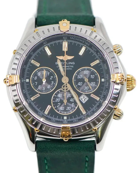 Breitling Shadow Flyback 38MM Black Dial Aftermarket Leather Strap (B35312)
