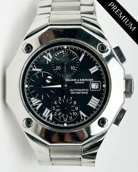 Baume & Mercier Riviera 43MM Black Dial Steel Bracelet (65541)