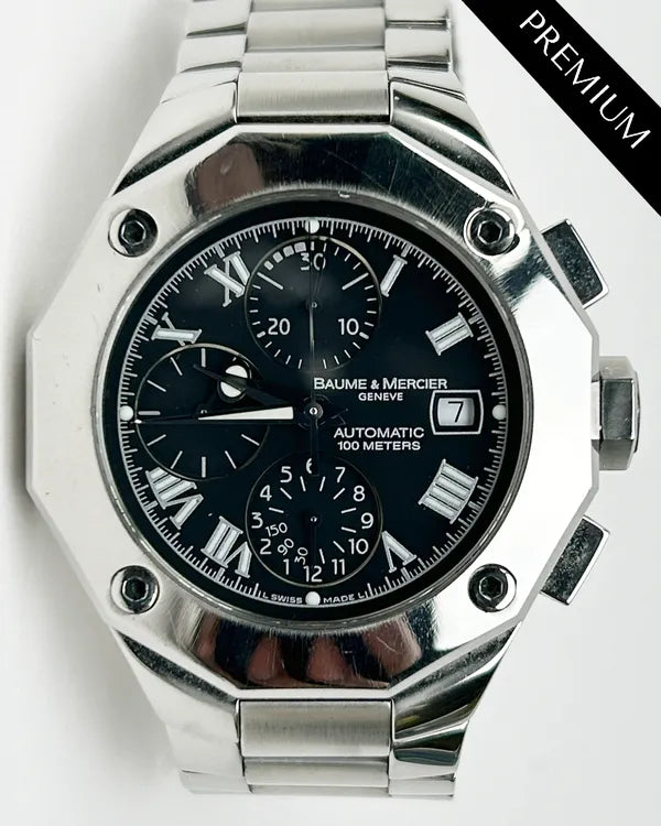 Baume & Mercier Riviera 43MM Black Dial Steel Bracelet (65541)