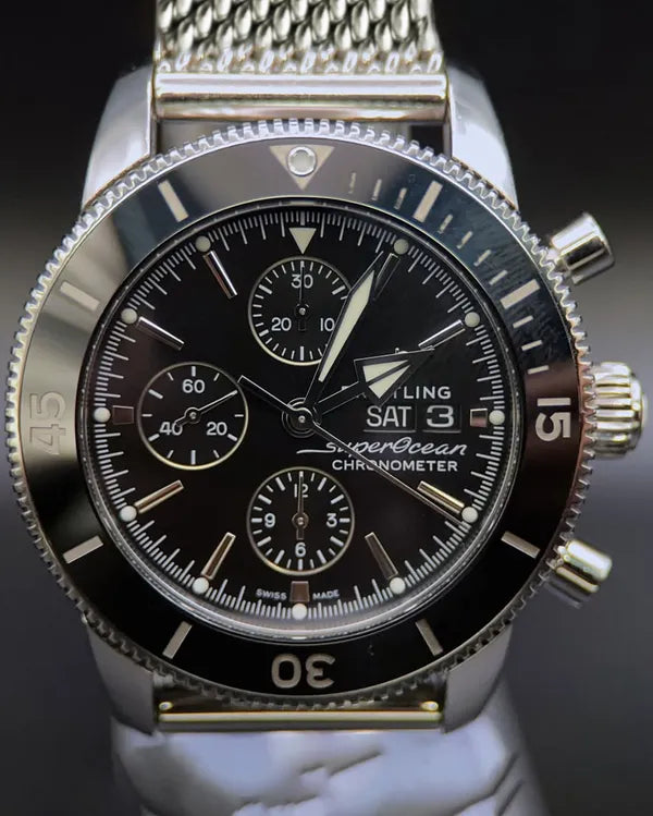 2018 Breitling Superocean Heritage 44MM Black Dial Steel Bracelet (A13313121B1A1)