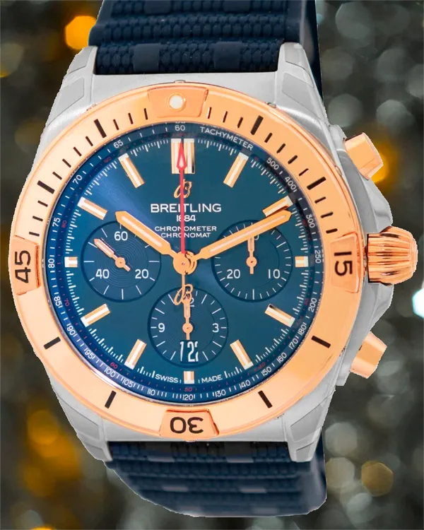(OSCAR) Breitling Chronomat 42MM Blue Dial Rubber Strap (UB0134101C1S1)