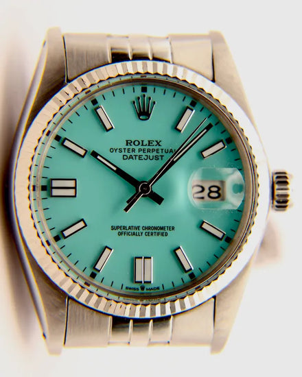 1985 Rolex Datejust 36MM Aftermarket Turquoise "Tiffany" Dial Jubilee Bracelet (16014)