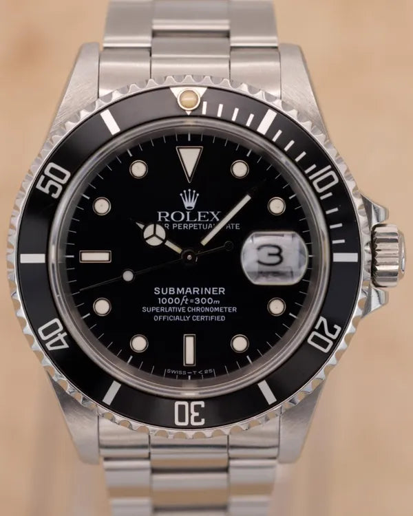 1990 Rolex Submariner Date 40MM Black Dial Oyster Bracelet (16610)