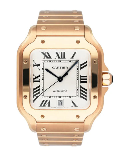 Cartier Santos de Cartier 39.8MM Silver Dial Rose Gold Bracelet (WGSA0018)