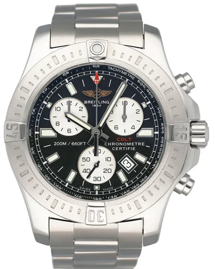 Breitling Colt 44MM Quartz Black Dial Steel Bracelet (A73388)