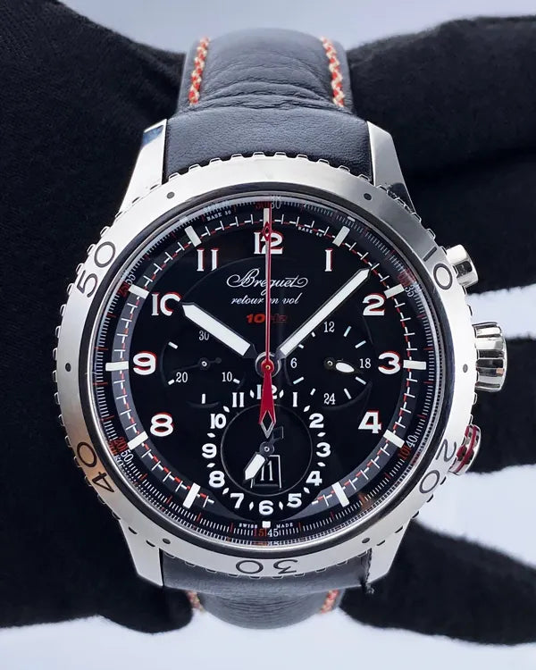 Breguet Type XXII Flyback Chronograph 44MM Black Dial Leather Strap (3880ST/H2/SX0)