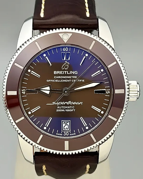 No Reserve - 2018 Breitling Superocean Heritage 42MM Brown Dial Leather Strap (AB201033/Q617)