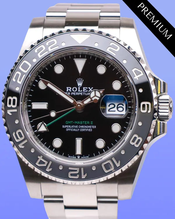 2025 Rolex GMT-Master II "Bruce Wayne" 40MM Black Dial Oyster Bracelet (126710GRNR)